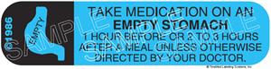 500-Pack UAL "Empty Stomach" Medication Labels - Fluorescent Pink (1-5/8" X 3/8")