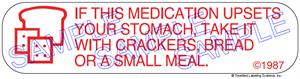 Auxiliary Label - Upset Stomach - Take with Crackers, Bread or Small Meal