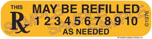 Auxiliary Label - May be Refilled 1 - 10 as Needed