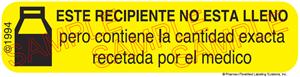 Auxiliary Label - Este Recipiente No Esta Lleno