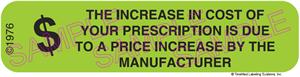 Auxiliary Label - Increase in Cost Due to Price Increase