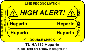 High Alert Double Check Label