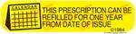Auxiliary Label - Can be Refilled for One Year