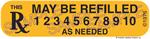 Auxiliary Label - May be Refilled 1 - 10 as Needed