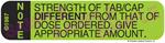 Auxiliary Label - Note Strength Different From Dose Ordered