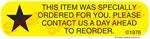 Item was Specially Ordered for You