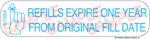 Auxiliary Label - Refills Expire One Year